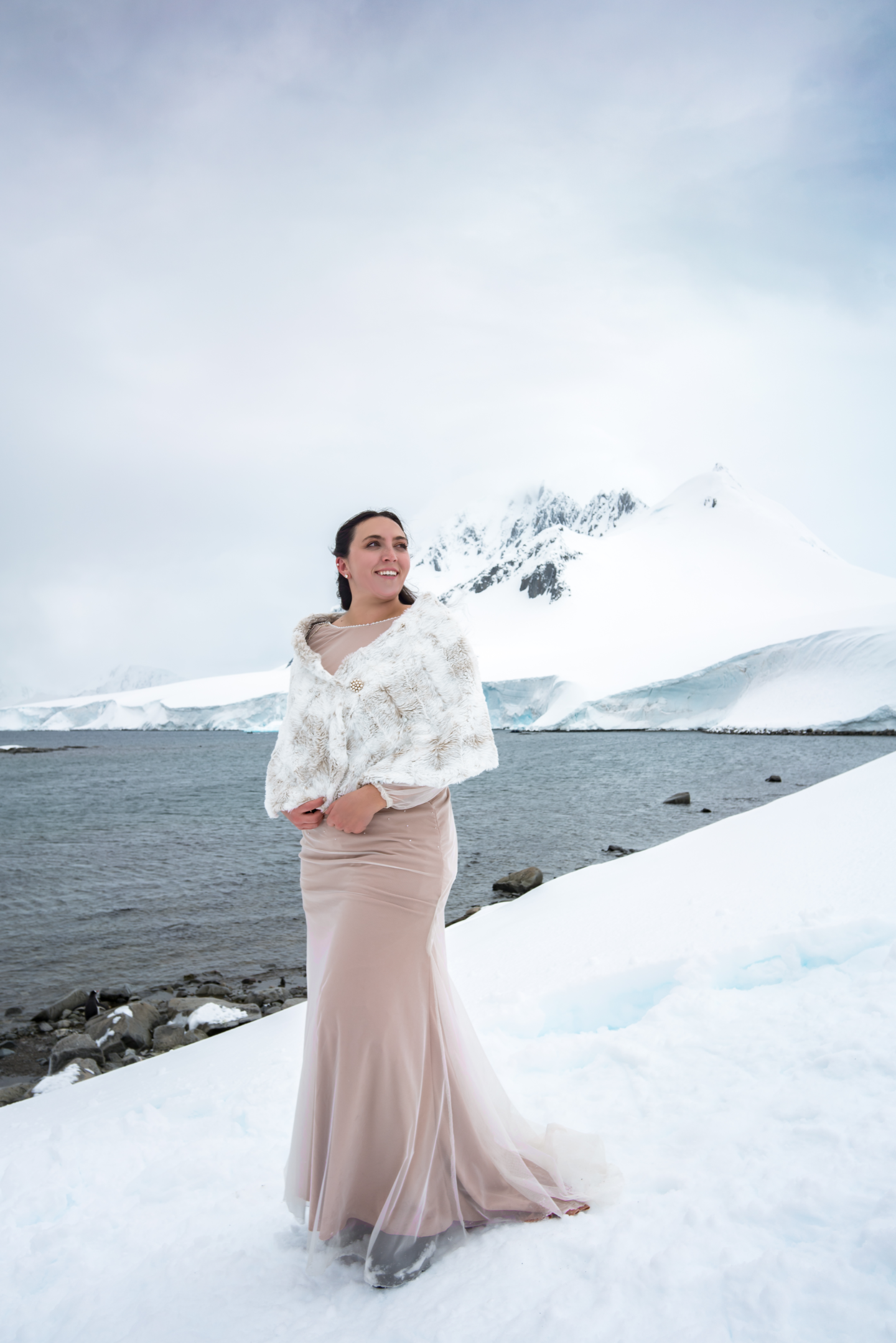 Anatarctica handmade wedding dress snow winter wedding