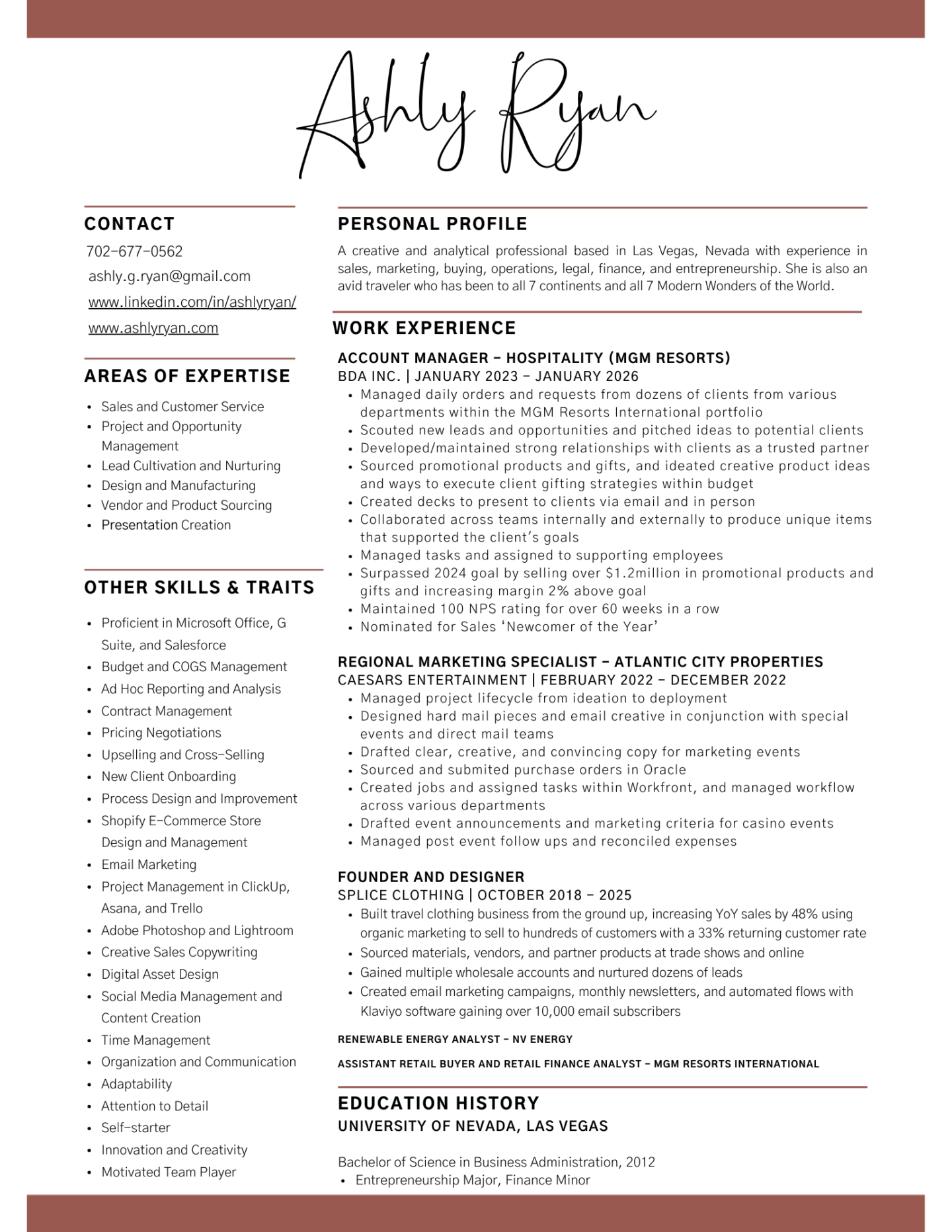 Ashly Ryan Resume